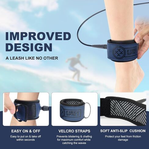 Premium Surf Leash. High Resistance Lightweight, for All Types of Surfboards. 6/9 feet-5 Colors. in Saudi Arabia