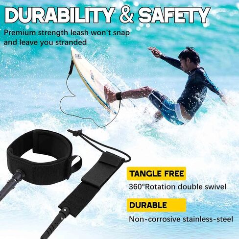 2 Pcs Surf Leash 6/7/8 ft Straight Surf Board Leashes 6/7mm Surfboard Leash Legrope Wrist Strap for Paddleboard, Shortboard, Longboard, Surfboards in Saudi Arabia
