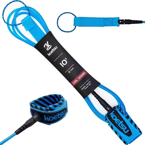 Koetsu Surf Leash 6ft/7ft/8ft/9ft/10ft - Premium Surfboard Leash للوحة القصيرة/Longboard/Sup - 7mm مع إطلاق سريع ، دوارة مزدوجة وتكاليف النيوبرين المريحة in Kuwait
