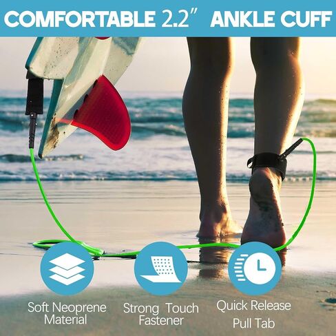 2 Pcs Surf Leash 6/7/8 ft Straight Surf Board Leashes 6/7mm Surfboard Leash Legrope Wrist Strap for Paddleboard, Shortboard, Longboard, Surfboards in Saudi Arabia