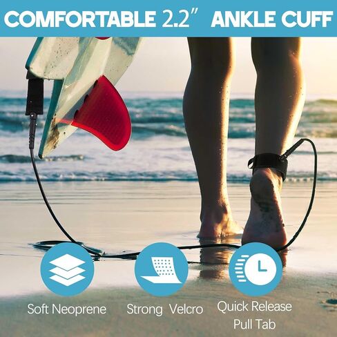 2 Pcs Surf Leash 6/7/8 ft Straight Surf Board Leashes 6/7mm Surfboard Leash Legrope Wrist Strap for Paddleboard, Shortboard, Longboard, Surfboards in Saudi Arabia