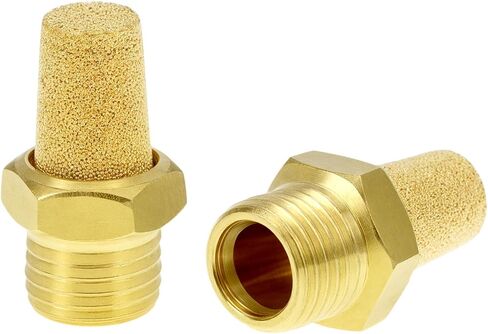 QWORK 1/4" Male Thread Air Pneumatic Mufflers, 10-Pack Sintered Bronze Exhaust Muffler Silencer, High Noise Reduction, 300 PSI Maximum Pressure in Saudi Arabia