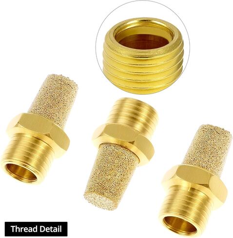 QWORK 1/4" Male Thread Air Pneumatic Mufflers, 10-Pack Sintered Bronze Exhaust Muffler Silencer, High Noise Reduction, 300 PSI Maximum Pressure in Saudi Arabia