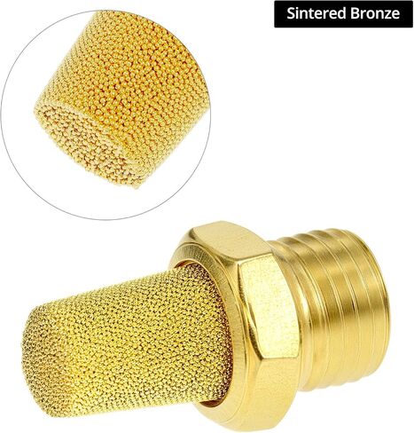 QWORK 1/4" Male Thread Air Pneumatic Mufflers, 10-Pack Sintered Bronze Exhaust Muffler Silencer, High Noise Reduction, 300 PSI Maximum Pressure in Saudi Arabia