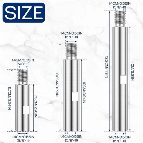 3Pcs Angle Grinder Extension Rod 3/4/5.5 Inch M14 Angle Grinder Extension Shaft Aluminium Alloy Rotary Angle Grinder Lengthen in Saudi Arabia