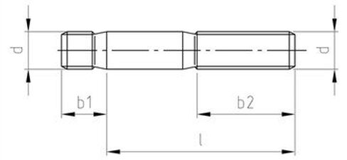 (100pcs) DIN 939 Metric Studs, M12X65mm Nominal Length (80mm Overall Length), Plain Center, A4 Stainless Steel in Kuwait