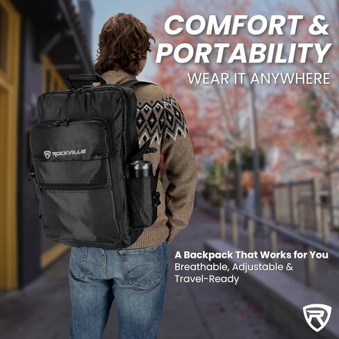 حقائب ظهر backed backed backed Rockville RVBAG25 ، 22 × 14 بوصة ، نايلون متين ، أحزمة قابلة للتعديل ، جيوب متعددة ، لوحدات تحكم DJ ، الخلاطات ، لوحات المفاتيح in Saudi Arabia