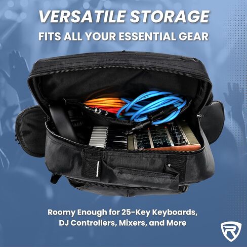 حقائب ظهر backed backed backed Rockville RVBAG25 ، 22 × 14 بوصة ، نايلون متين ، أحزمة قابلة للتعديل ، جيوب متعددة ، لوحدات تحكم DJ ، الخلاطات ، لوحات المفاتيح in Saudi Arabia