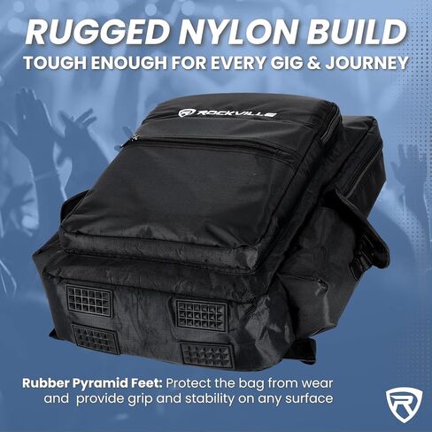 حقائب ظهر backed backed backed Rockville RVBAG25 ، 22 × 14 بوصة ، نايلون متين ، أحزمة قابلة للتعديل ، جيوب متعددة ، لوحدات تحكم DJ ، الخلاطات ، لوحات المفاتيح in Saudi Arabia