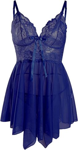 المرأة الداخلية للسيدات مثير الدانتيل babydoll Mesh Chemise Lightgown Boudoir ملابس النوم مع اللباس الداخلي in Saudi Arabia