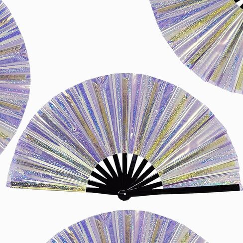 Boots on The Ground Fan,Large Holographic Folding Hand Fan, Clap Fans For Line Dancing,Foldable Craft Holding Laser Colors Hand Fan,Party,Dance Enthusiasts Gift (Mixed 4Pcs) in Saudi Arabia