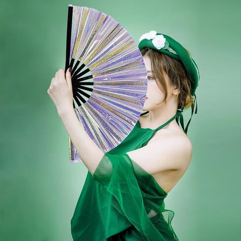 Boots on The Ground Fan,Large Holographic Folding Hand Fan, Clap Fans For Line Dancing,Foldable Craft Holding Laser Colors Hand Fan,Party,Dance Enthusiasts Gift (Mixed 4Pcs) in Saudi Arabia
