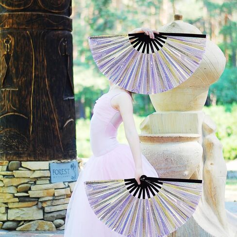 Boots on The Ground Fan,Large Holographic Folding Hand Fan, Clap Fans For Line Dancing,Foldable Craft Holding Laser Colors Hand Fan,Party,Dance Enthusiasts Gift (Mixed 4Pcs) in Saudi Arabia