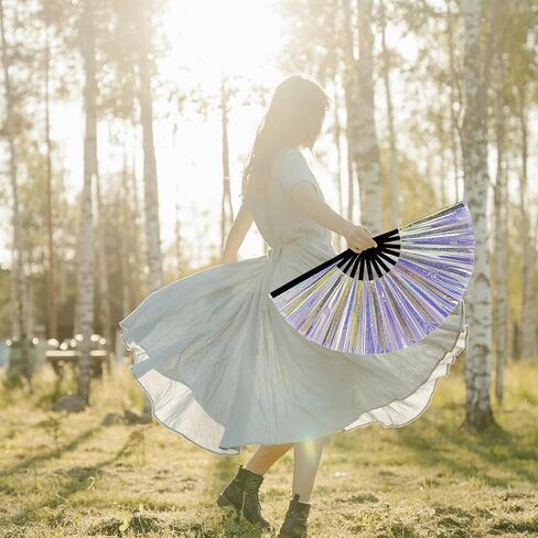 Boots on The Ground Fan,Large Holographic Folding Hand Fan, Clap Fans For Line Dancing,Foldable Craft Holding Laser Colors Hand Fan,Party,Dance Enthusiasts Gift (Mixed 4Pcs) in Saudi Arabia