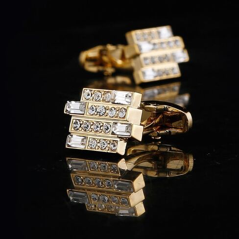 Geometric Creative Styling Gold French Cufflinks Men's French Shirt Crystal Sleeve Button in Saudi Arabia
