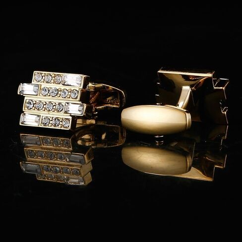 Geometric Creative Styling Gold French Cufflinks Men's French Shirt Crystal Sleeve Button in Saudi Arabia