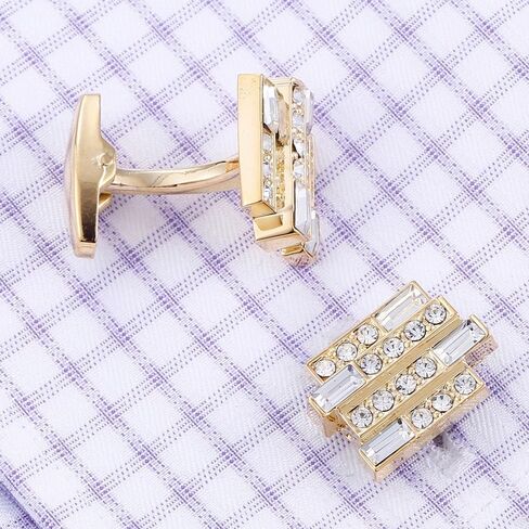 Geometric Creative Styling Gold French Cufflinks Men's French Shirt Crystal Sleeve Button in Saudi Arabia