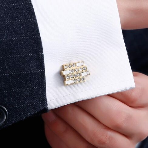 Geometric Creative Styling Gold French Cufflinks Men's French Shirt Crystal Sleeve Button in Saudi Arabia