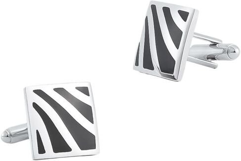 Square Black Enamel Painted Metal Cufflinks French Cufflinks for Men in Saudi Arabia