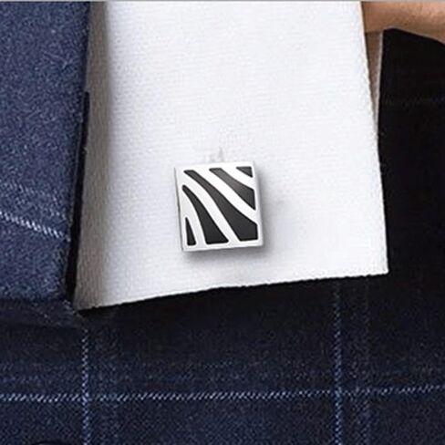 Square Black Enamel Painted Metal Cufflinks French Cufflinks for Men in Saudi Arabia