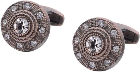 Round Diamond-Encrusted Metal Bronze Vintage Shirt Suit French Shirt Cuff Links Cuff Nails in Saudi Arabia
