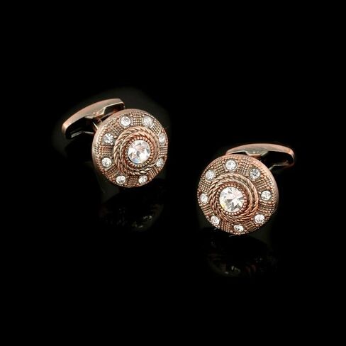 Round Diamond-Encrusted Metal Bronze Vintage Shirt Suit French Shirt Cuff Links Cuff Nails in Saudi Arabia