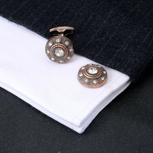 Round Diamond-Encrusted Metal Bronze Vintage Shirt Suit French Shirt Cuff Links Cuff Nails in Saudi Arabia