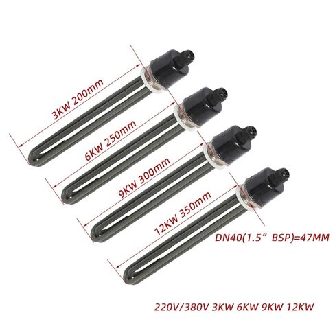 1PCS DN40 عنصر تسخين الماء من الفولاذ المقاوم للصدأ الأخضر 304 مقاومة سخان الماء الكهربائي 3KW/6KW/9KW/12KW (خيط السخان ، 220 فولت ، 12 كيلو وات 350mm) in Kuwait