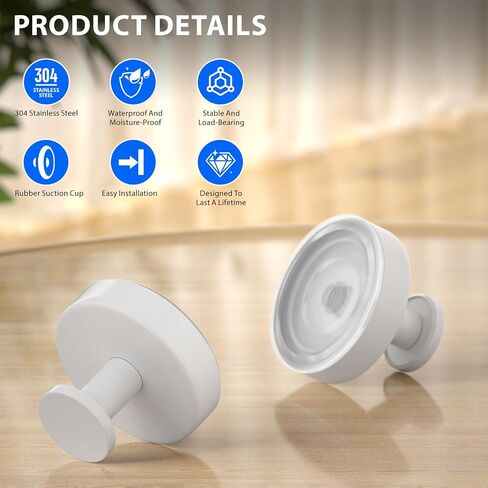 Suction Cup Hooks for Shower – No Drill, Heavy Duty Matte Black,Bathroom,Kitchen & Tile,Removable & Waterproof– Holds Up to 15 lbs, Perfect for Towels, Robes, Loofahs & Door (2-Pack) in Saudi Arabia