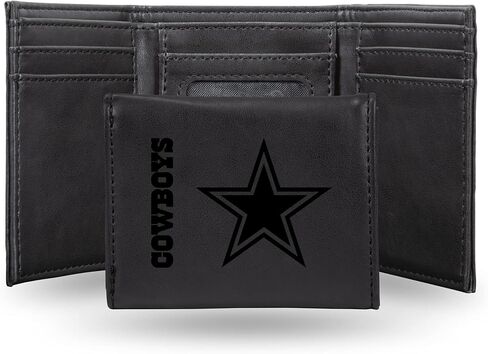 NFL Dallas Cowboys Men's Trifold Black Wallet- شعار فريق NFL الممتاز على الليزر in Kuwait