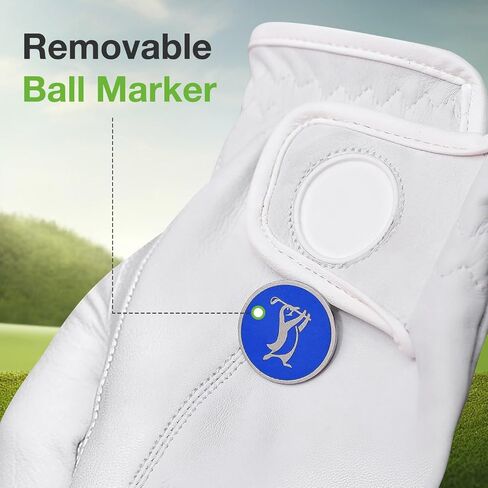 Golf Glove - Made with AAA Cabretta Leather with Removable Metal Ball Marker - All Weather, Breathable, Compatible with Touch Screen in Saudi Arabia