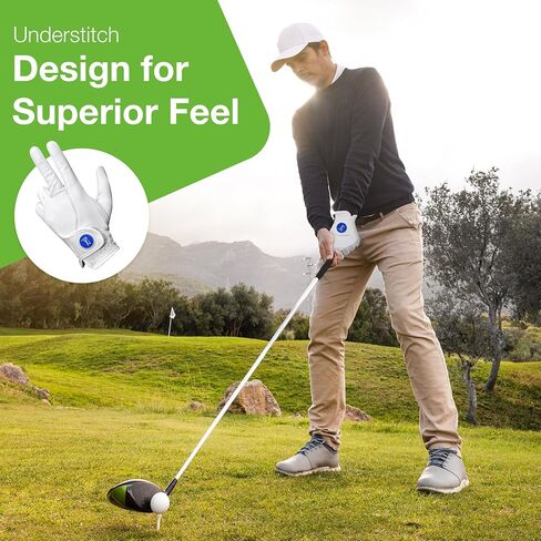 Golf Glove - Made with AAA Cabretta Leather with Removable Metal Ball Marker - All Weather, Breathable, Compatible with Touch Screen in Saudi Arabia