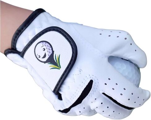 Toddler & Small Kids Golf Glove Ages 2-3, 4-5 & 6-7 Lefties and Righties XXS, XS and S, Superior Grip, Soft White with Smiling Golf Ball, Custest Glove for Children in Saudi Arabia