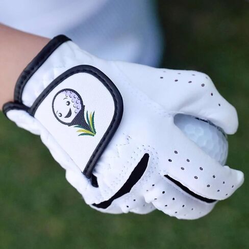 Toddler & Small Kids Golf Glove Ages 2-3, 4-5 & 6-7 Lefties and Righties XXS, XS and S, Superior Grip, Soft White with Smiling Golf Ball, Custest Glove for Children in Saudi Arabia