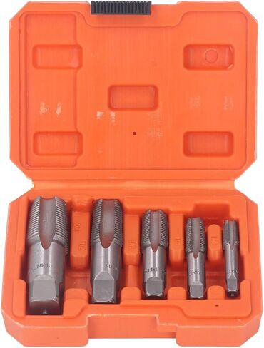 Generic NPT Thread Forming Tap, Sizes Included 3/4 1/2 3/8 1/4 /8inch Straight Slots Accurate Carbon Steel 5 Piece NPT Pipe Tap Set for Re Thread in Saudi Arabia