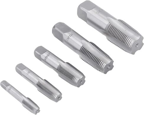 Generic NPT Thread Forming Tap, Sizes Included 3/4 1/2 3/8 1/4 /8inch Straight Slots Accurate Carbon Steel 5 Piece NPT Pipe Tap Set for Re Thread in Saudi Arabia
