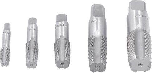 Generic NPT Thread Forming Tap, Sizes Included 3/4 1/2 3/8 1/4 /8inch Straight Slots Accurate Carbon Steel 5 Piece NPT Pipe Tap Set for Re Thread in Saudi Arabia