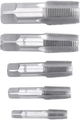 Generic NPT Thread Forming Tap, Sizes Included 3/4 1/2 3/8 1/4 /8inch Straight Slots Accurate Carbon Steel 5 Piece NPT Pipe Tap Set for Re Thread in Saudi Arabia