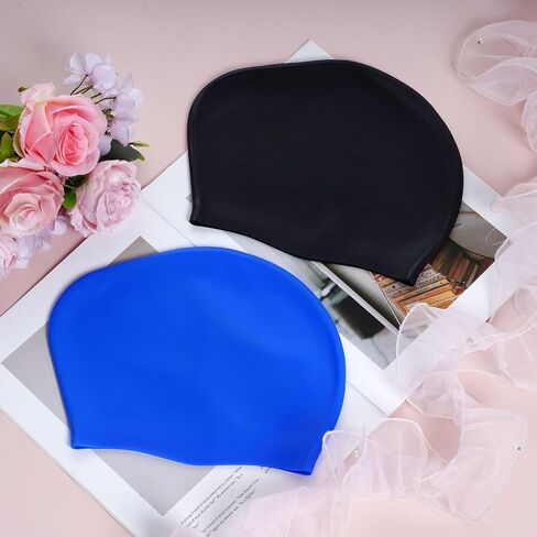 2 PCS غطاء سباحة كبير إضافي لقبعات السباحة ذات الشعر الطويل للنساء قبعات السباحة المقاومة للماء للحفاظ على الشعر جافًا للنساء البالغات الشباب in Kuwait