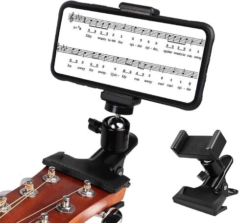 حامل رأس الجيتار مقطع الهاتف المحمول ، 360 Rotation Live Broracket Bracket Clip Guitar Guitar Bass Head Head Head Bracket Stand for Guitar Accessories for 2.16in-2.95in Phone Universal in Saudi Arabia