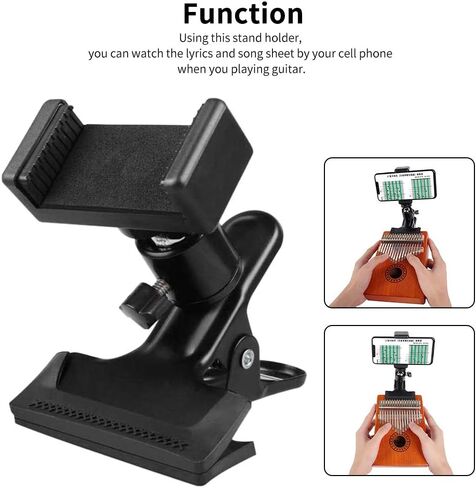 حامل رأس الجيتار مقطع الهاتف المحمول ، 360 Rotation Live Broracket Bracket Clip Guitar Guitar Bass Head Head Head Bracket Stand for Guitar Accessories for 2.16in-2.95in Phone Universal in Saudi Arabia