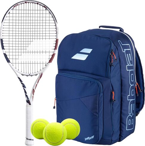 Babolat Boost Drive Strung Tennis Racquet (White) - Add an Optional Bag, Tennis Balls and Grips in Saudi Arabia