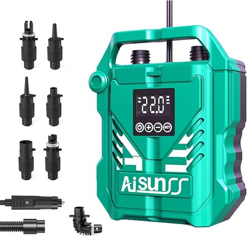 Paddle Board Pump Electric Plantable 22 PSI مضخة الهواء عالية الضغط مع موصل سيارة 12 فولت DC وملحقات القوارب المحمولة للوحة مجداف قابلة للنفخ/قوارب/قوارب قابلة للنفخ in Kuwait