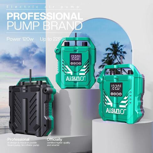 Paddle Board Pump Electric Plantable 22 PSI مضخة الهواء عالية الضغط مع موصل سيارة 12 فولت DC وملحقات القوارب المحمولة للوحة مجداف قابلة للنفخ/قوارب/قوارب قابلة للنفخ in Kuwait