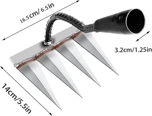 Weeding Rake Head Garden Claw Rake Metal Carbon Steel Tooth Nail Rake Weed Tooth Scraper Heavy Gardening Loose Soil Weeding Tool(C) in Saudi Arabia