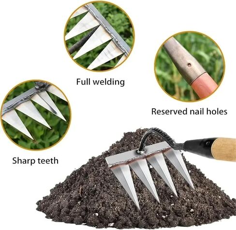 Weeding Rake Head Garden Claw Rake Metal Carbon Steel Tooth Nail Rake Weed Tooth Scraper Heavy Gardening Loose Soil Weeding Tool(C) in Saudi Arabia