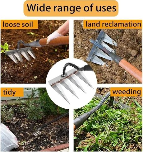 Weeding Rake Head Garden Claw Rake Metal Carbon Steel Tooth Nail Rake Weed Tooth Scraper Heavy Gardening Loose Soil Weeding Tool(C) in Saudi Arabia