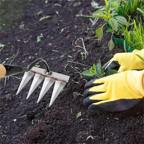 Weeding Rake Head Garden Claw Rake Metal Carbon Steel Tooth Nail Rake Weed Tooth Scraper Heavy Gardening Loose Soil Weeding Tool(C) in Saudi Arabia
