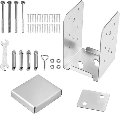 Post Base Stainless Steel Adjustable Post Anchor Bracket Base for Pavilion Deck Porch Handrail Support Decorative Plate(6x6in 1pcs) in Saudi Arabia