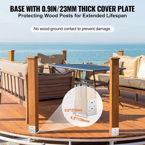 Post Base Stainless Steel Adjustable Post Anchor Bracket Base for Pavilion Deck Porch Handrail Support Decorative Plate(6x6in 1pcs) in Saudi Arabia